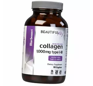 Коллаген 1 и 3 типа, Collagen 1000 Type I + III, Bluebonnet Nutrition  90каплет (68393007)