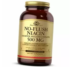 Ниацин не вызывающий покраснений, No-Flush Niacin 500, Solgar  250вегкапс (36313192)