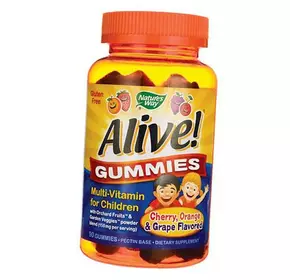 Жевательные Мультивитамины для детей, Alive! Gummies Multi-Vitamin for Children, Nature's Way  90таб Фруктовый микс (36344063)