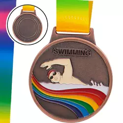 Медаль спортивная с лентой цветная Плавание C-0336     Бронзовый (33508328)