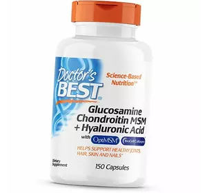 Хондропротектор, Glucosamine Chondroitin MSM plus Hyaluronic Acid, Doctor's Best  150вегкапс (03327007)