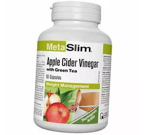 Яблочный уксус с зеленым чаем, MetaSlim Apple Cider Vinegar with Green Tea, Webber Naturals  90капс (72485006)