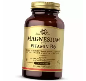 Магний В6, Magnesium with Vitamin B6, Solgar  250таб (36313058)