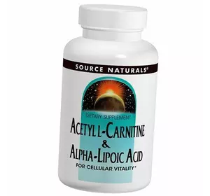 Ацетил L Карнитин и Альфа-липоевая кислота, Acetyl L-carnitine & Alpha-Lipoic Acid, Source Naturals  60таб (72355041)