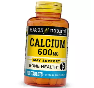 Кальций Карбонат, Calcium 600, Mason Natural  100таб (36440089)