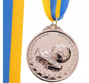 Медаль спортивная с лентой Футбол C-7011     Серебряный (33508318)