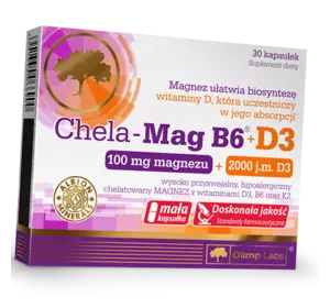 Хелат Магния и Витамины В6 Д3, Chela-Mag B6+D3, Olimp Nutrition  30капс (36283121)