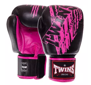 Перчатки боксерские кожаные FBGVL3-TW3 Twins  12oz Черно-розовый (37426149)