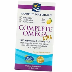 Высокоинтенсивный Рыбий жир, Омега 3 6 9, Complete Omega Xtra, Nordic Naturals  60гелкапс Лимон (67352052)