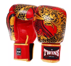 Перчатки боксерские кожаные Nagas FBGVL3-52 Twins  12oz Золото-красный (37426146)