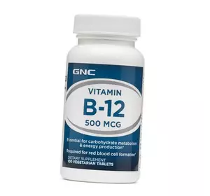 Витамин В12, Цианокобаламин, Vitamin B-12 500, GNC  100вегтаб (36120100)