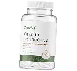 Витамины Д3 К2, Vitamin D3 4000 + K2 VEGE, Ostrovit  120капс (36250078)