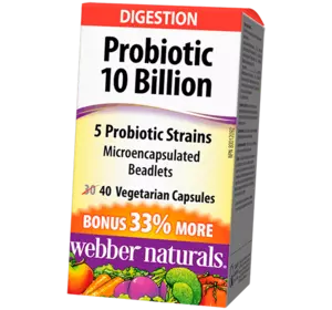 Смесь Пробиотиков, Probiotic 10 Billion, Webber Naturals  40вегкапс (69485001)