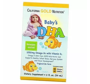 Омега 3 для детей, Baby's DHA Omega-3s with Vitamin D3, California Gold Nutrition  59мл (67427001)
