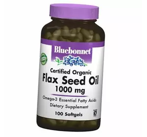 Органическое Масло льна в капсулах, Flax Seed Oil, Bluebonnet Nutrition  100гелкапс (67393002)