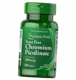Пиколинат Хрома без дрожжей, Chromium Picolinate 200, Puritan's Pride  100таб (36367036)