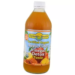 Органический Яблочный Уксус, Apple Cider Vinegar Detox, Dynamic Health  473мл Мед-лимон (72504001)