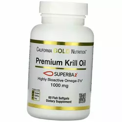 Масло Криля премиум-класса, SUPERBA2 Premium Krill Oil 1000, California Gold Nutrition  60гелкапс (67427006)
