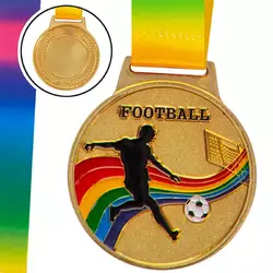 Медаль спортивная с лентой цветная Футбол C-0344     Золотой (33508316)