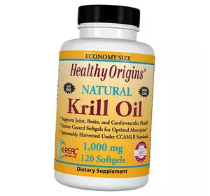 Масло криля, Krill Oil 1000, Healthy Origins  120гелкапс Ваниль (67354001)