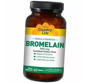 Бромелайн, Triple Strength Bromelain, Country Life  60таб (69124003)