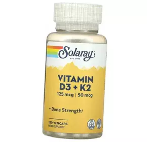 Кальций Д3 К2, Vitamin D3 + K2, Solaray  120вегкапс (36411018)