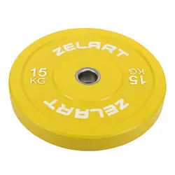 Блины (диски) бамперные для кроссфита резиновые TA-7797   15кг  Желтый (58363174)