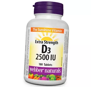 Витамин Д3 повышенной силы, Extra Strength Vitamin D3 2500 Tabs, Webber Naturals  180таб (36485040)