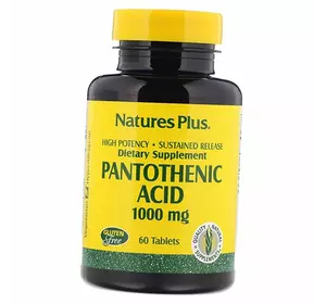 Пантотеновая кислота, Pantothenic Acid 1000, Nature's Plus  60таб (36375158)