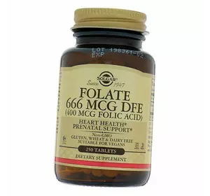 Фолат, Фолиевая кислота, Folic Acid 400, Solgar  250таб (36313140)
