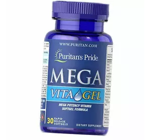 Витаминно-минеральный комплекс, Mega Vita Gel, Puritan's Pride  30гелкапс (36367012)