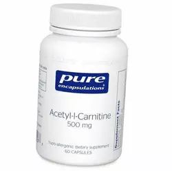 Ацетил L Карнитин гидрохлорид, Acetyl-l-Carnitine 500, Pure Encapsulations  60капс (72361029)