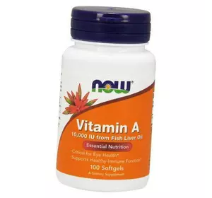 Витамин А, Vitamin A 10000 , Now Foods  100гелкапс (36128043)