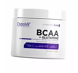 Аминокислоты ВСАА и Глютамином, BCAA + glutamine, Ostrovit  200г Без вкуса (28250001)