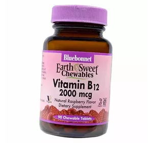 Витамин В12, Цианокобаламин, Vitamin B12 2000, Bluebonnet Nutrition  90таб Малина (36393084)