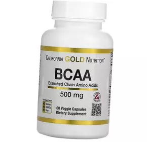 ВСАА, Аминокислоты, BCAA Branched Chain Amino Acids 500, California Gold Nutrition  60вегкапс (28427001)
