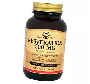 Ресвератрол, Resveratrol 500, Solgar  30вегкапс (70313006)