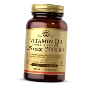 Витамин Д3, Холекальциферол, Vitamin D3 5000, Solgar  120вегкапс (36313158)
