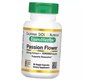 Экстракт Пассифлоры, EuroHerbs Passion Flower 250, California Gold Nutrition  60вегкапс (71427022)