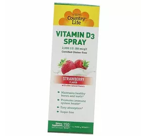 Витамин Д3 спрей, Vitamin D3 Spray, Country Life  24мл Клубника (36124102)