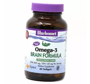 Омега 3 для мозга, Omega-3 Brain Formula, Bluebonnet Nutrition  60гелкапс (67393007)