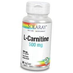 Карнитин Тартрат в капсулах, L-Carnitine 500, Solaray  30вегкапс (02411002)