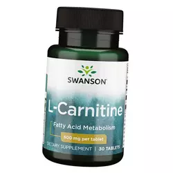Карнитин в таблетках, L-Carnitine 500, Swanson  30таб (02280010)