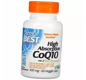 Коэнзим Q10 с высокой степенью усвоения, High Absorption CoQ10 400, Doctor's Best  60вегкапс (70327020)