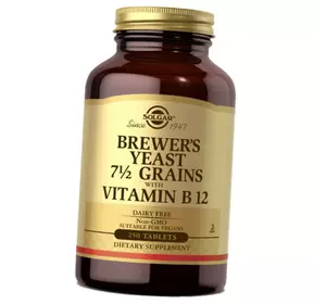 Пивные дрожжи с Витамином В12, Brewer's Yeast 7 1/2 Grains with Vitamin B12, Solgar  250таб (72313030)