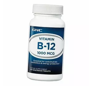 Витамин В12, Цианокобаламин, Vitamin B-12 1000 Tab, GNC  100вегтаб (36120099)