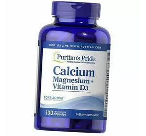 Кальций Магний Витамин Д3, Calcium Magnesium plus Vitamin D3 Caps, Puritan's Pride  100капс (36367221)
