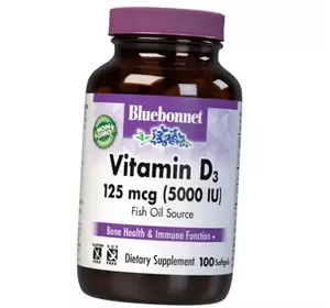 Витамин Д3 для взрослых, Vitamin D3 5000, Bluebonnet Nutrition  100гелкапс (36393119)