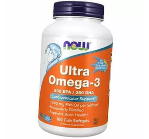 Омега-3, Ultra Omega-3 Fish Gelatin, Now Foods  180гелкапс (67128027)
