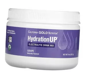 Порошок для приготовления электролитического напитка, HydrationUP Electrolyte Drink Mix Powder, California Gold Nutrition  227г Виноград (15427001)